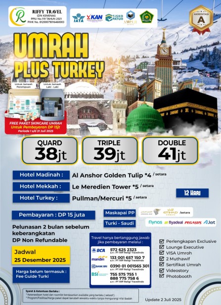 Umroh Plus Turkey (25 Desember 2025)